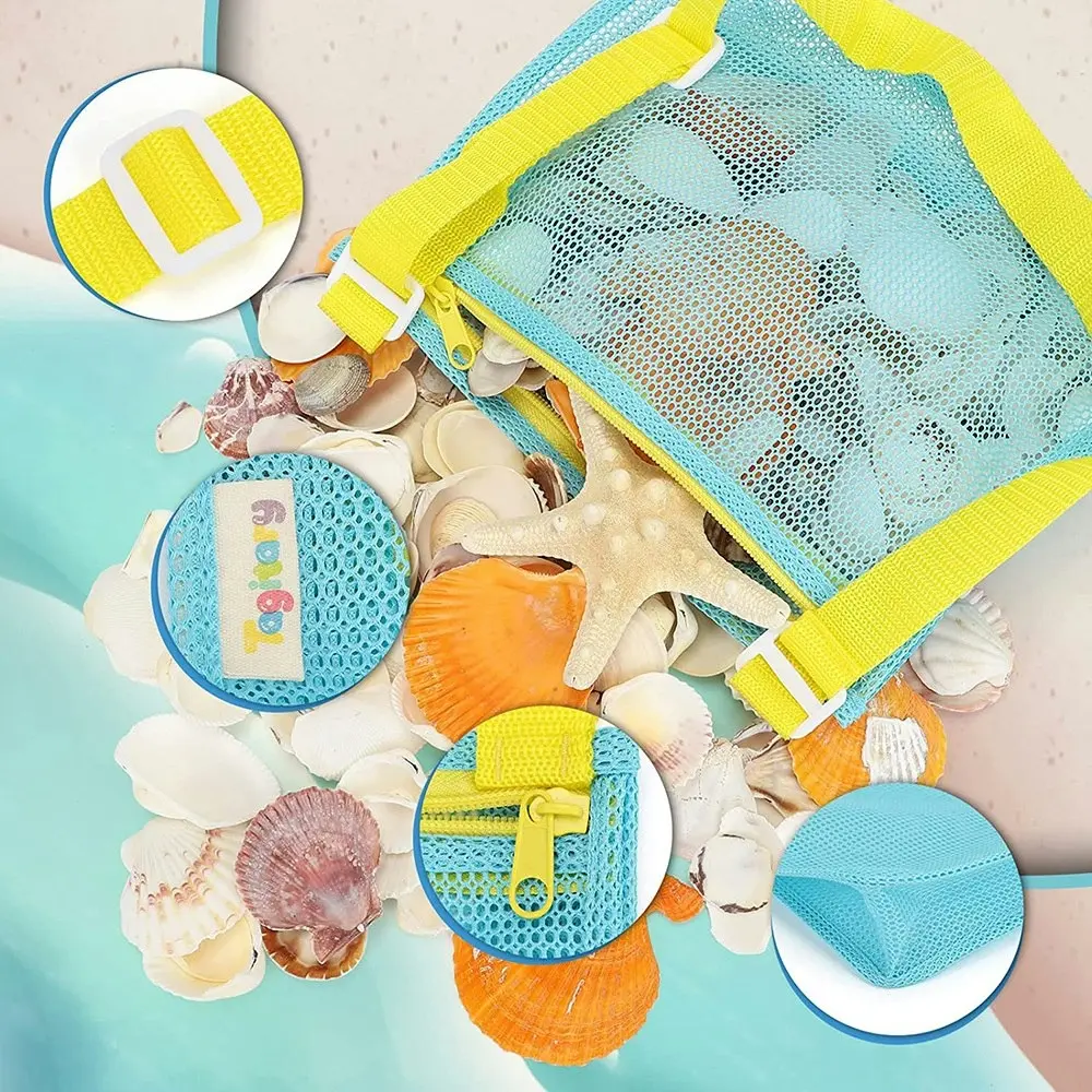 3Pcs Beach Toy Mesh Bag Kids Shell Collecting Bag Beach Sand Toy Seashell Bag