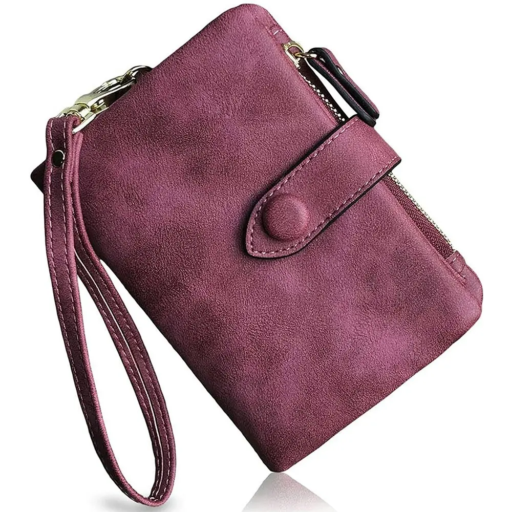 Women's Leather Wallet RFID Ladies Wristlet with Card Holder ID Coin Purse