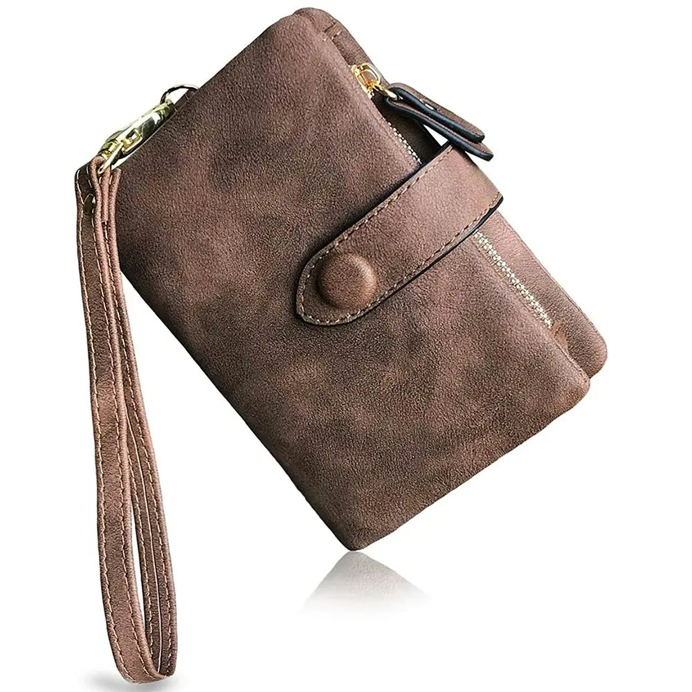 Women's Leather Wallet RFID Ladies Wristlet with Card Holder ID Coin Purse