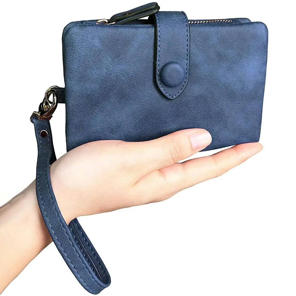 Women's Leather Wallet RFID Ladies Wristlet with Card Holder ID Coin Purse