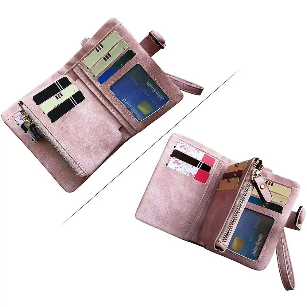 Women's Leather Wallet RFID Ladies Wristlet with Card Holder ID Coin Purse