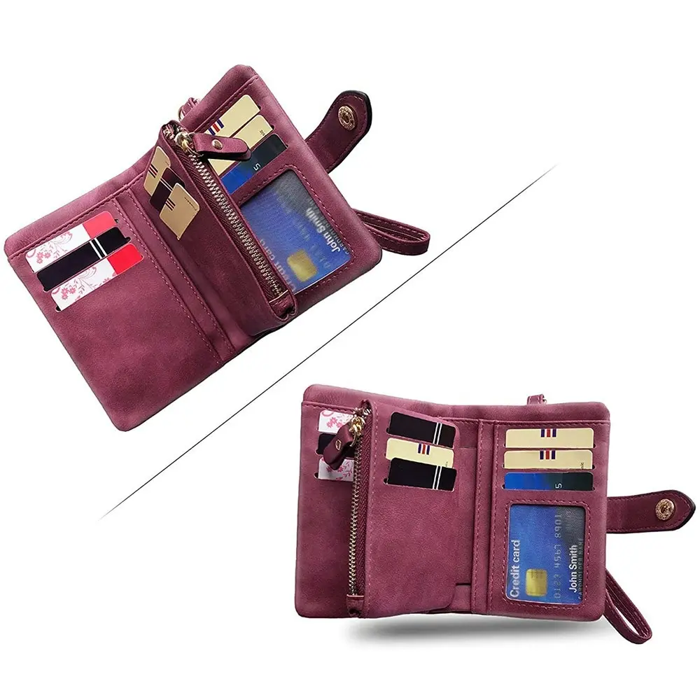 Women's Leather Wallet RFID Ladies Wristlet with Card Holder ID Coin Purse