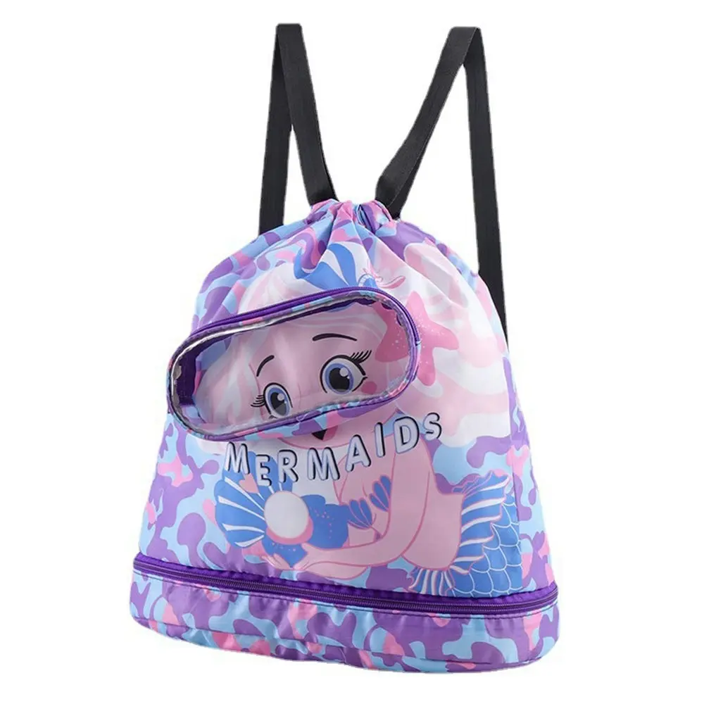 Kid's Waterproof Swimming Bag Dry Wet Separation Beam Mouth Backpack-Purple