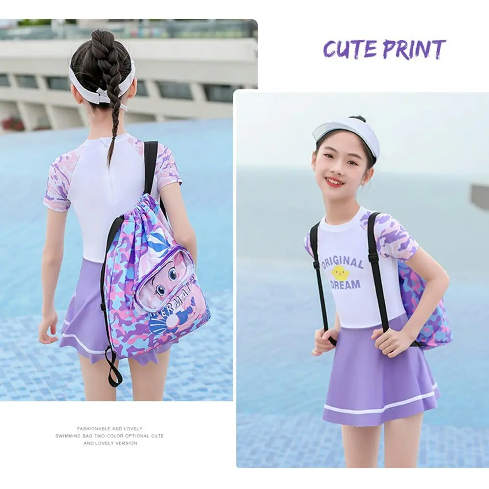 Kid's Waterproof Swimming Bag Dry Wet Separation Beam Mouth Backpack-Purple