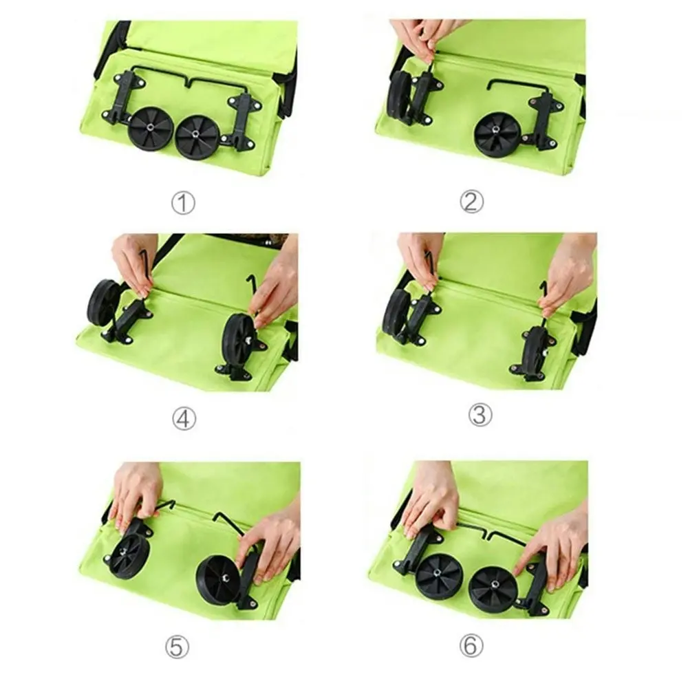 Portable Shopping Trolley Bag Foldable Cart Rolling Grocery Green Shopping Bag