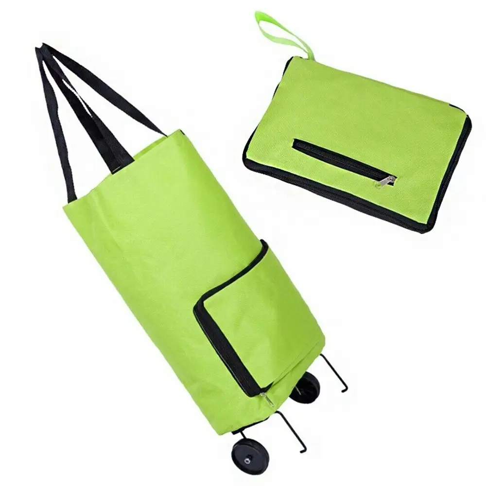 Portable Shopping Trolley Bag Foldable Cart Rolling Grocery Green Shopping Bag