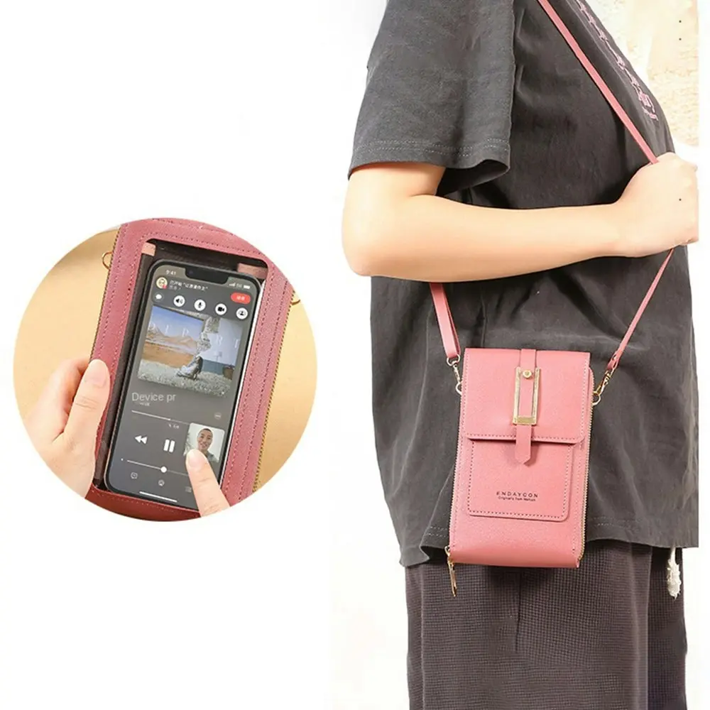 Women  Leather Wallet Touch Screen Phone Bag Crossbody Shoulder Strap Handbag