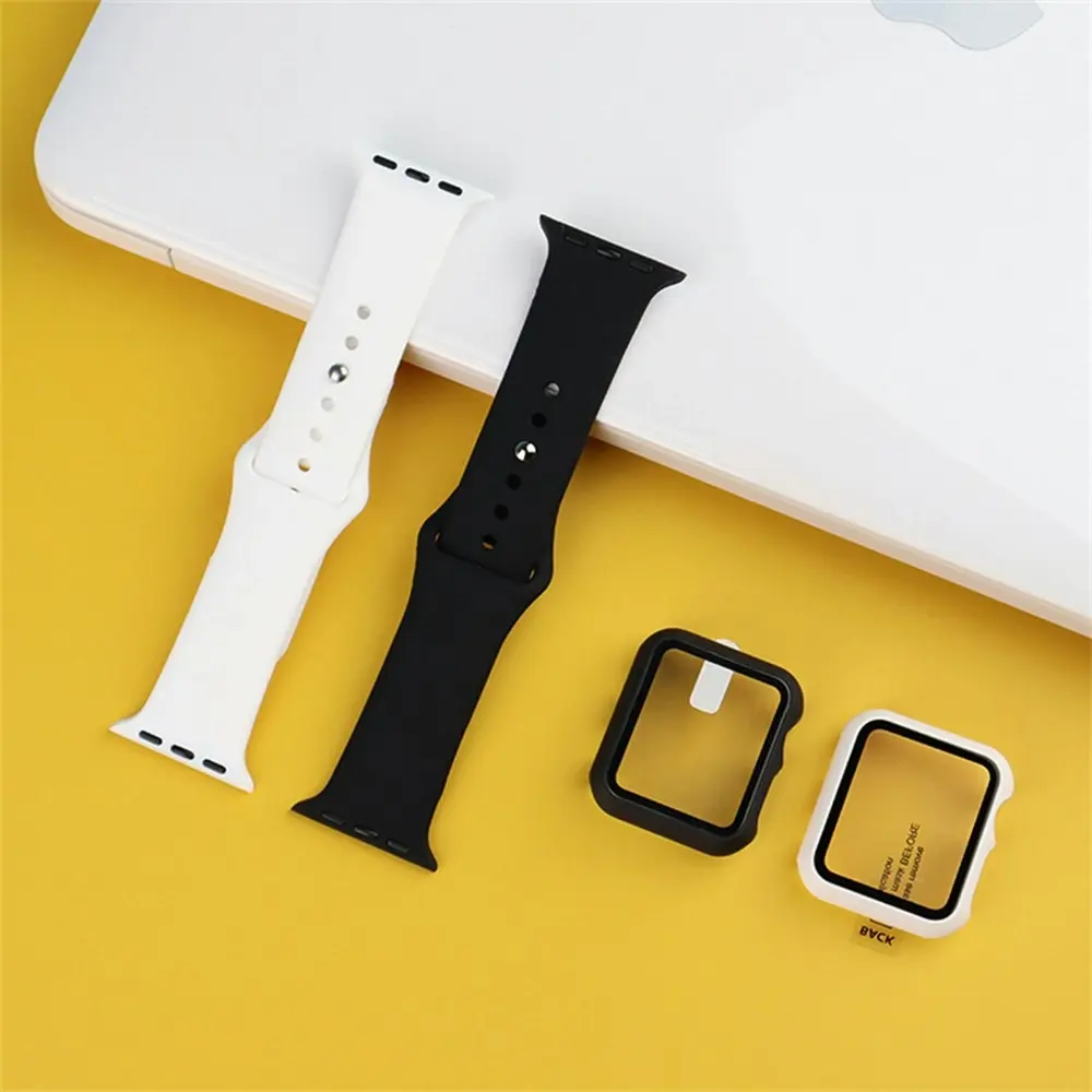 4 Pcs Silicone Strap With Screen Protector Case For iWatch Series 1/2/3/4/5/6