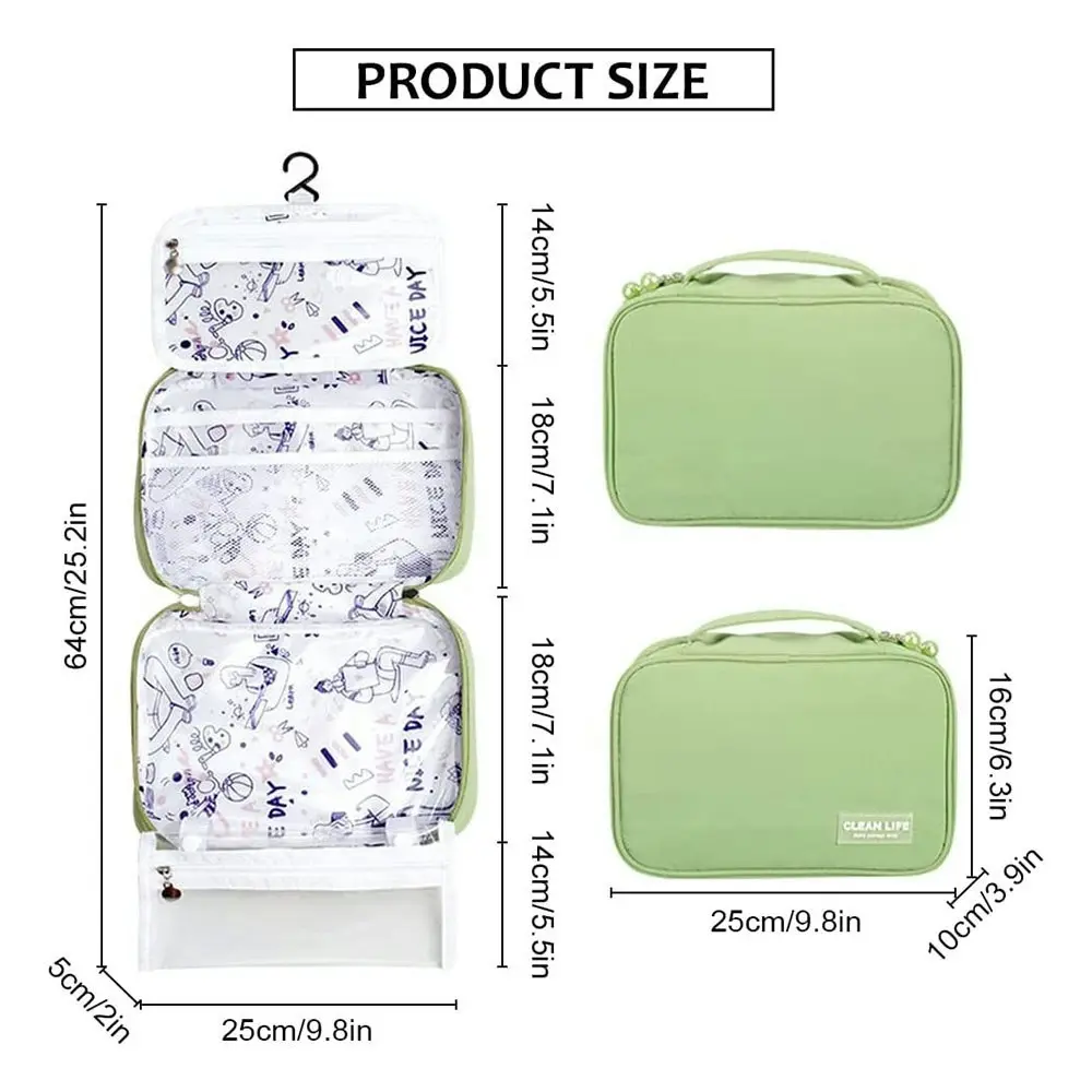 Hanging Toiletry Bag with Detachable Clear Bag Water-Resistant Cosmetic Bag