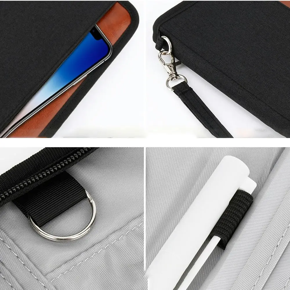 Travel Passport RFID Wallet Documents Organizer Zipper Case With Wristlet Strap