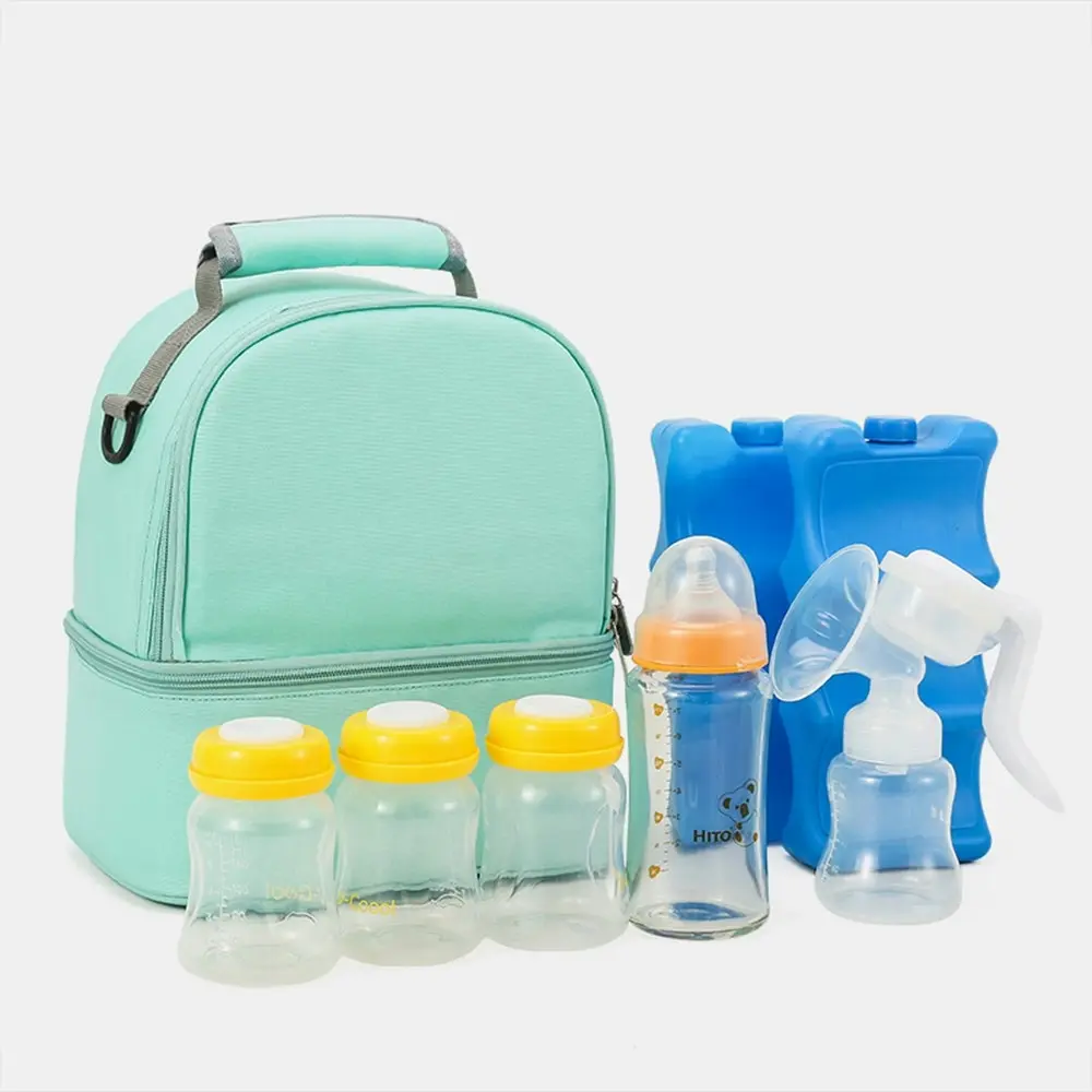 Portable Double Layer Breastmilk Cooler Bag Large Capacity Breast Milk Backpack