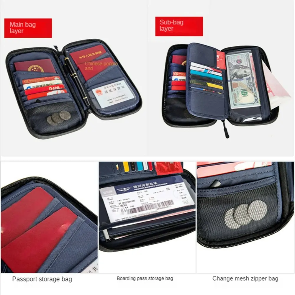 Travel Wallet Passport Holder Documents Organizer Durable RFID Blocker Case