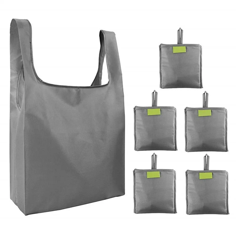 5 Pack Reusable Shopping Bags Foldable Large Grocery Bags with Attach Pocket