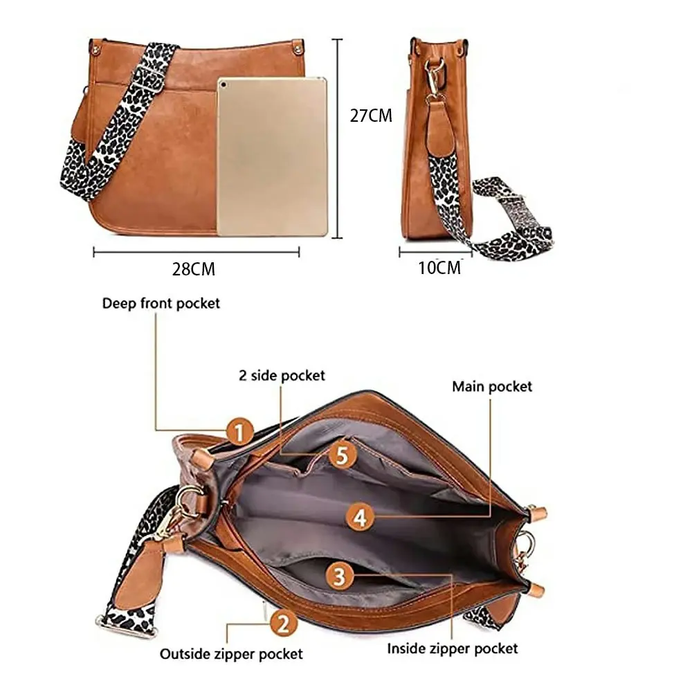 Vegan Leather Crossbody Bags for Women Crossbody Purse Zipped Shoulder Bag