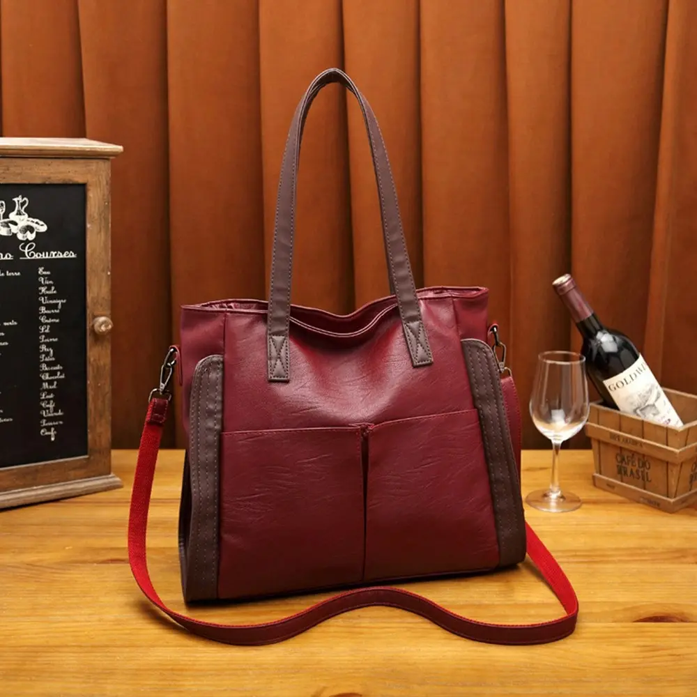 Large Capacity Handbags Soft Leather Shoulder Crossbody Bag Retro Tote Handbag