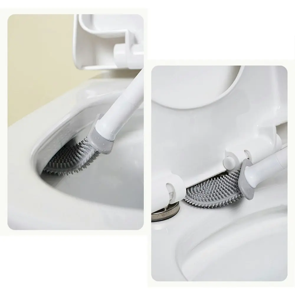 Mini Wall-mounted silicone toilet brush with detachable handle