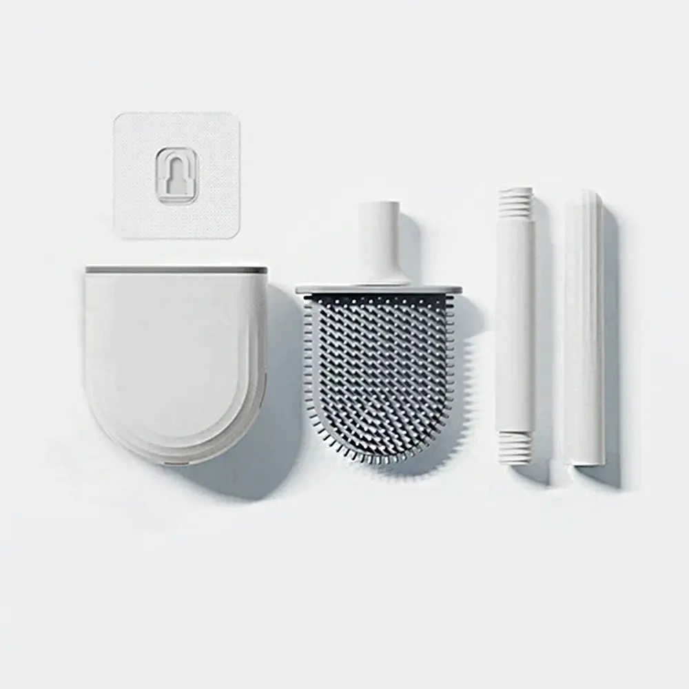 Mini Wall-mounted silicone toilet brush with detachable handle