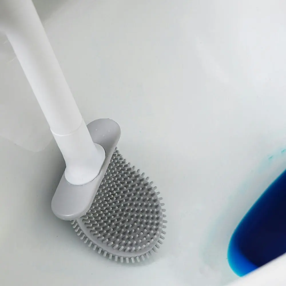 Mini Wall-mounted silicone toilet brush with detachable handle