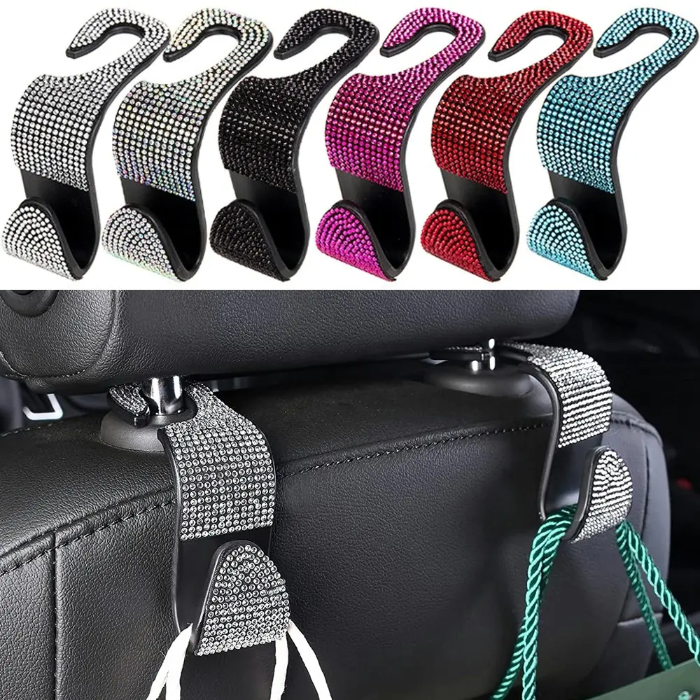 Multifunctional Portable Rhinestone Car Seat Back Hook Headrest Storage Holder