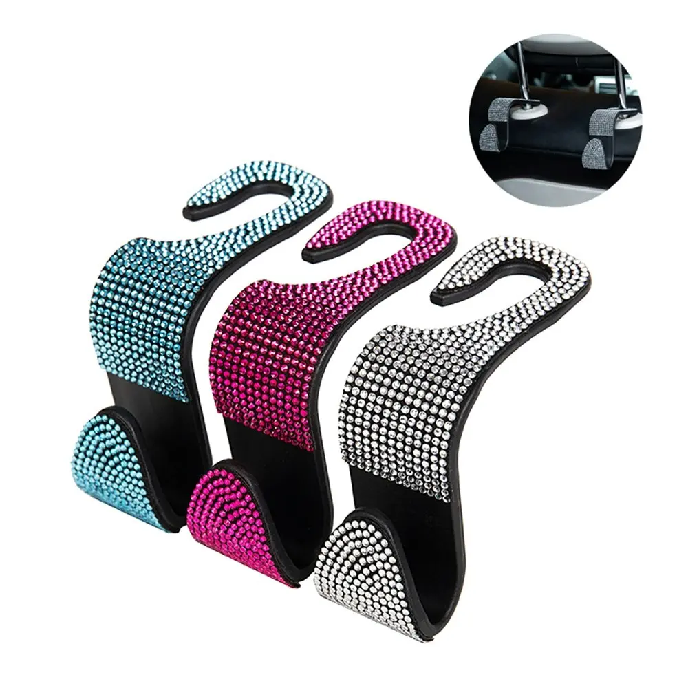 Multifunctional Portable Rhinestone Car Seat Back Hook Headrest Storage Holder