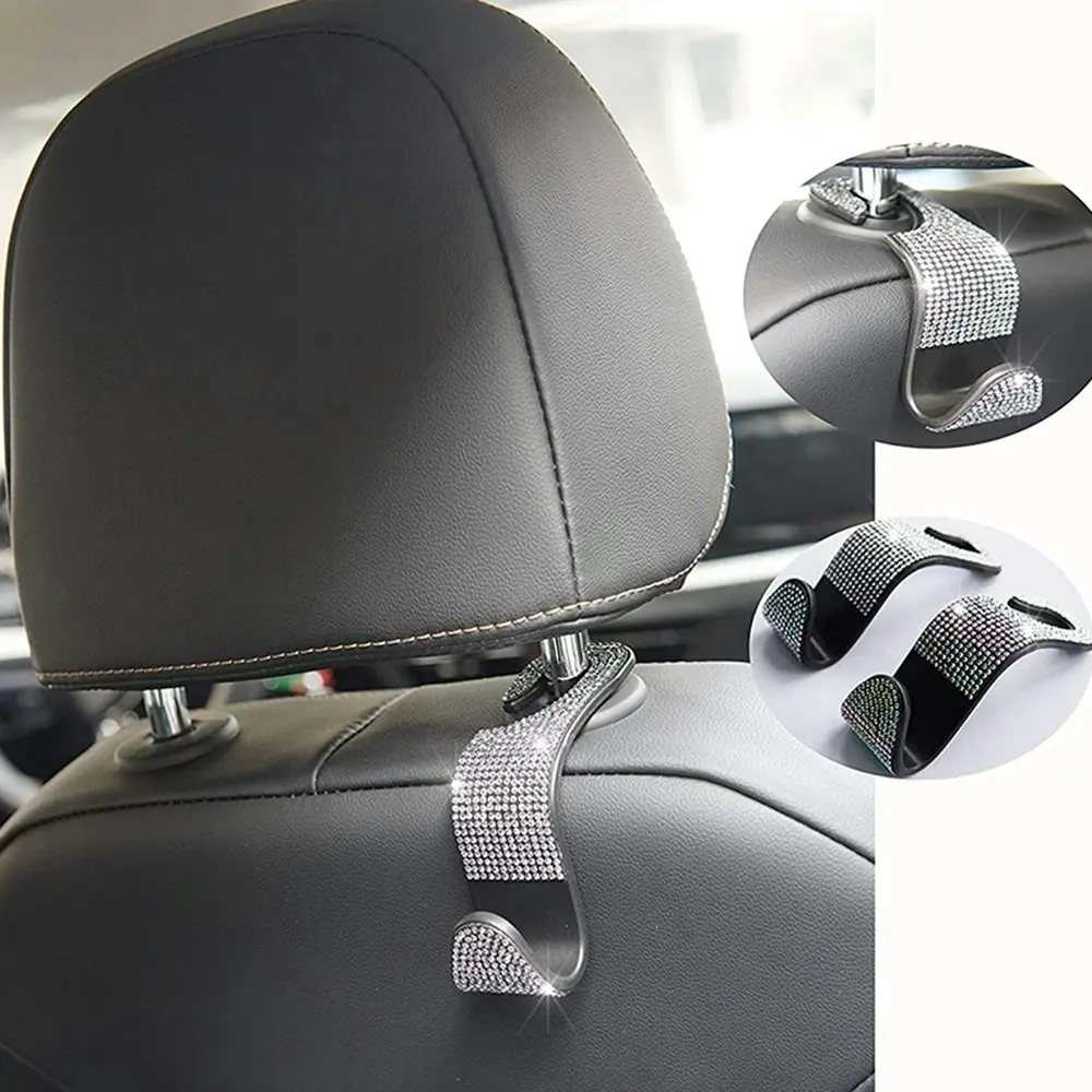 Multifunctional Portable Rhinestone Car Seat Back Hook Headrest Storage Holder