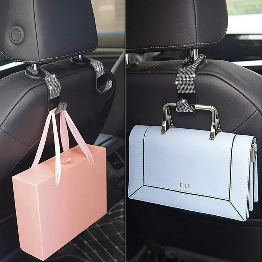 Multifunctional Portable Rhinestone Car Seat Back Hook Headrest Storage Holder