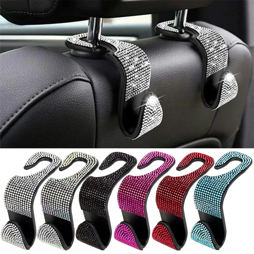 Multifunctional Portable Rhinestone Car Seat Back Hook Headrest Storage Holder