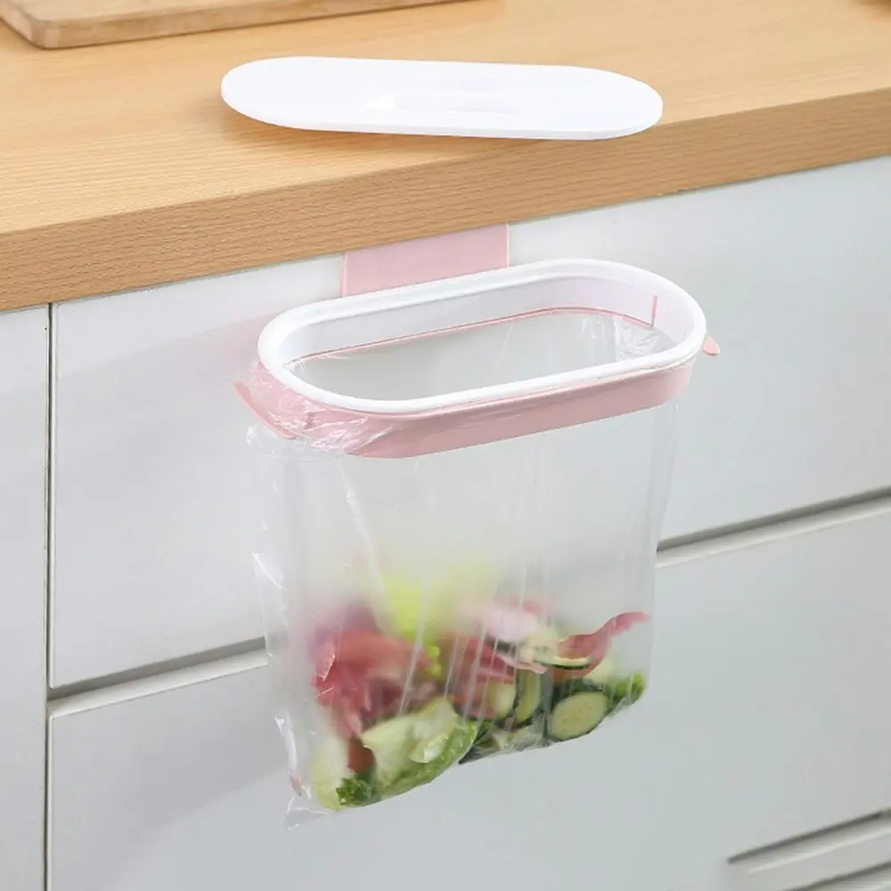 Hanging Trash Bag Holder with Lid Cabinet Door Storage Rack