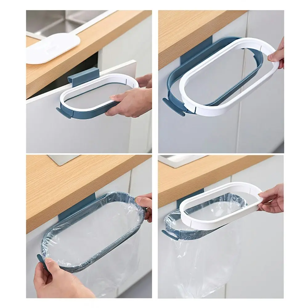 Hanging Trash Bag Holder with Lid Cabinet Door Storage Rack