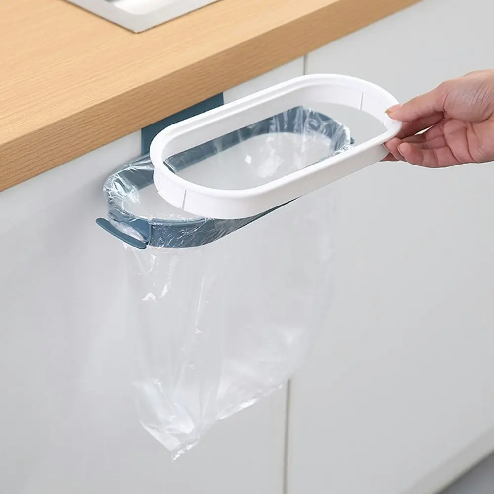 Hanging Trash Bag Holder with Lid Cabinet Door Storage Rack