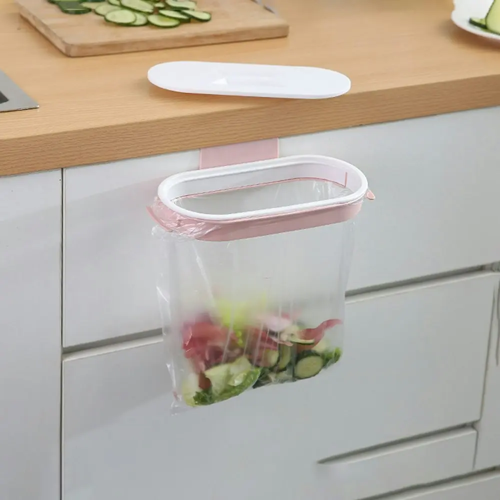 Hanging Trash Bag Holder with Lid Cabinet Door Storage Rack