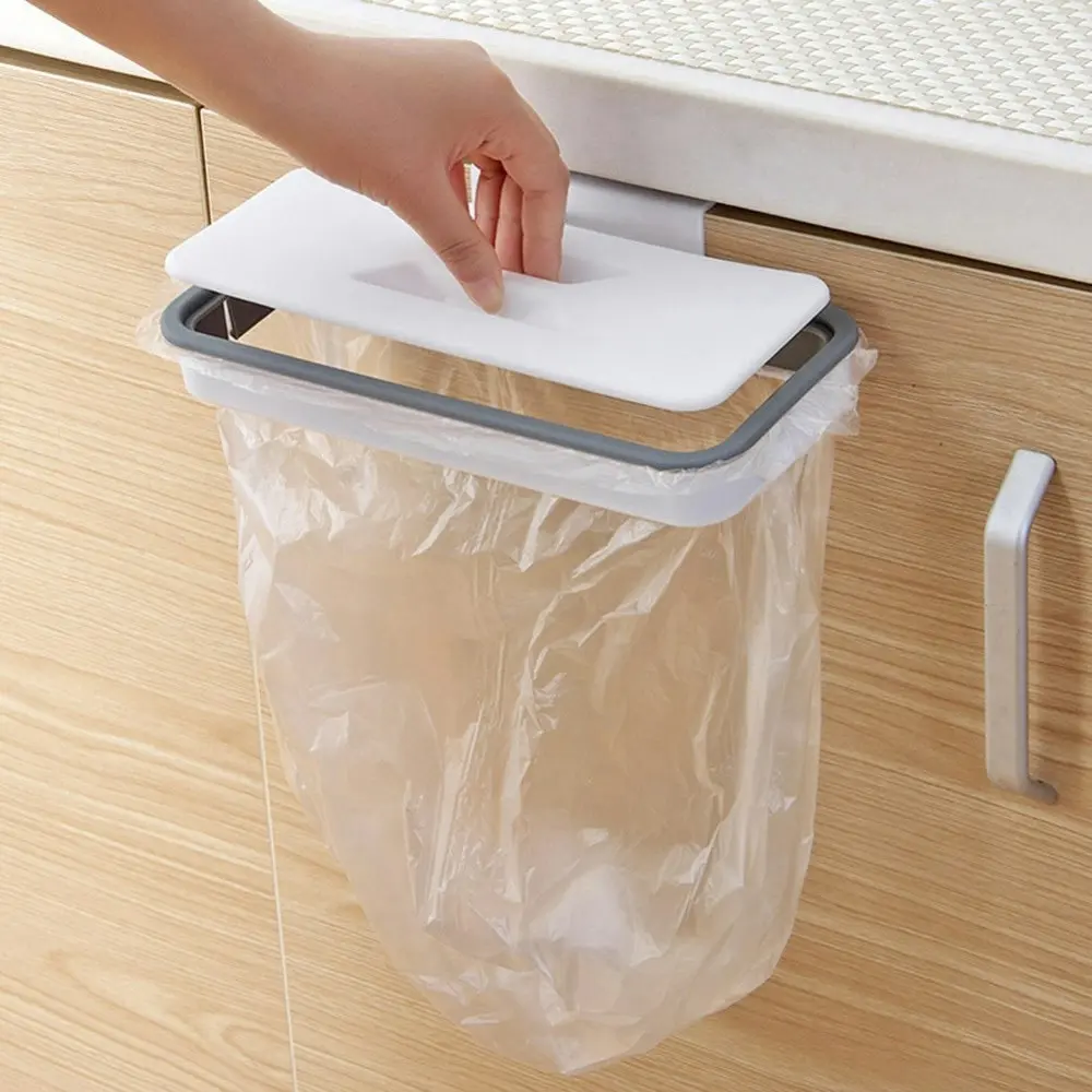 Portable Plastic Garbage Hanging Bag Kitchen Trash Storage Rack Bag Hook