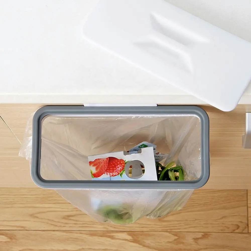 Portable Plastic Garbage Hanging Bag Kitchen Trash Storage Rack Bag Hook