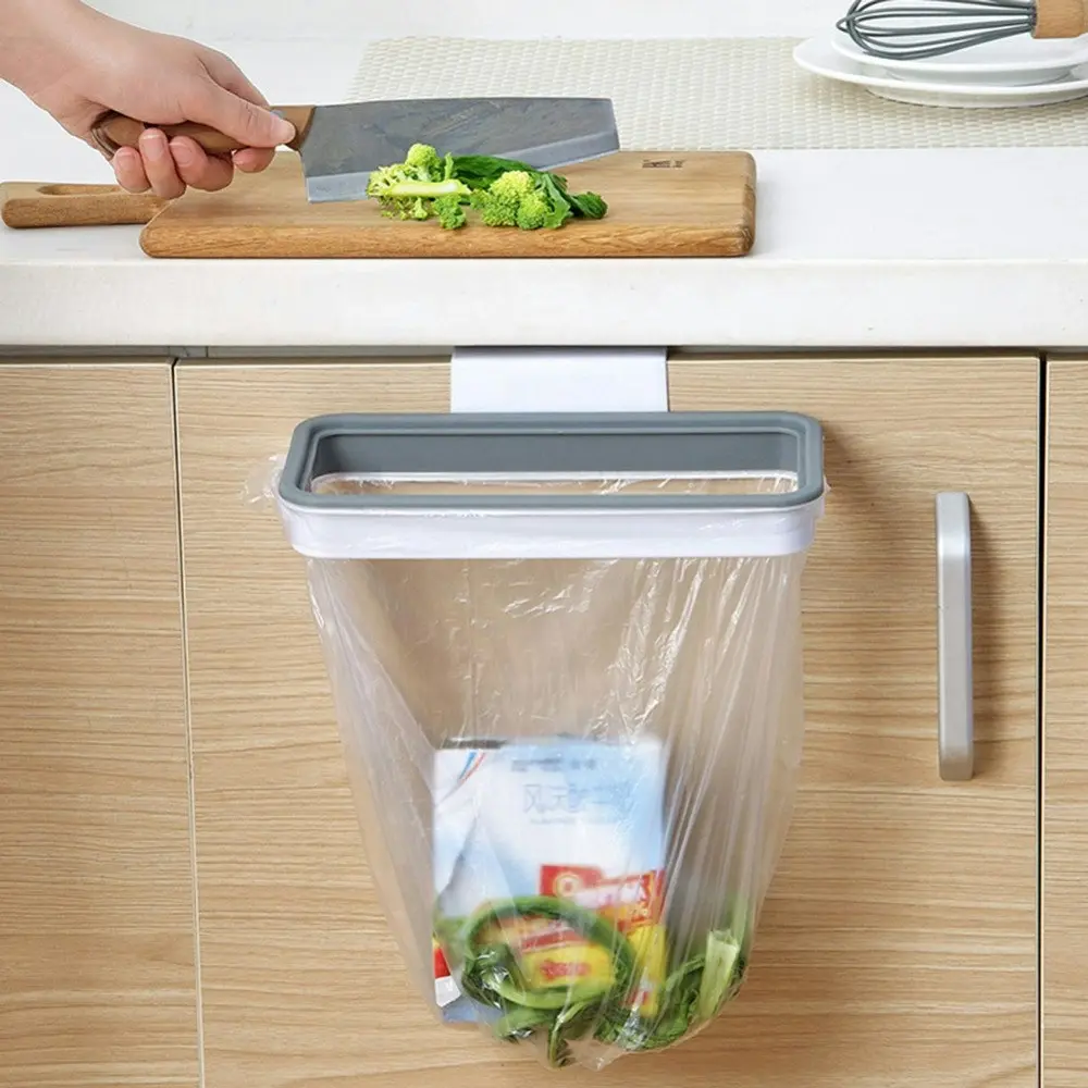 Portable Plastic Garbage Hanging Bag Kitchen Trash Storage Rack Bag Hook