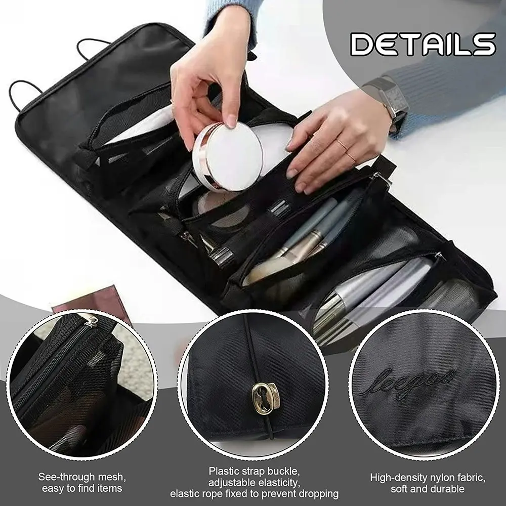 Detachable Cosmetic Bag 4 in 1 Portable Mesh Makeup Bag Hanging Toiletry Bag