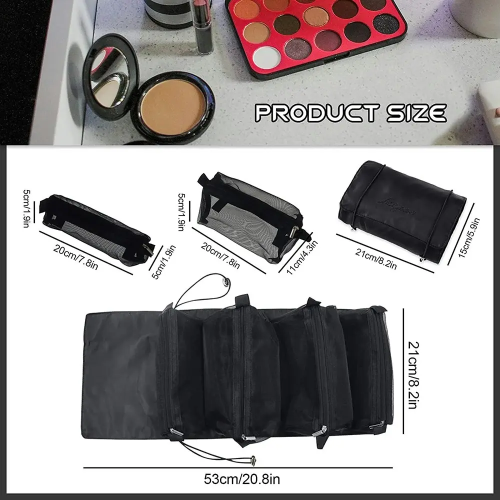 Detachable Cosmetic Bag 4 in 1 Portable Mesh Makeup Bag Hanging Toiletry Bag