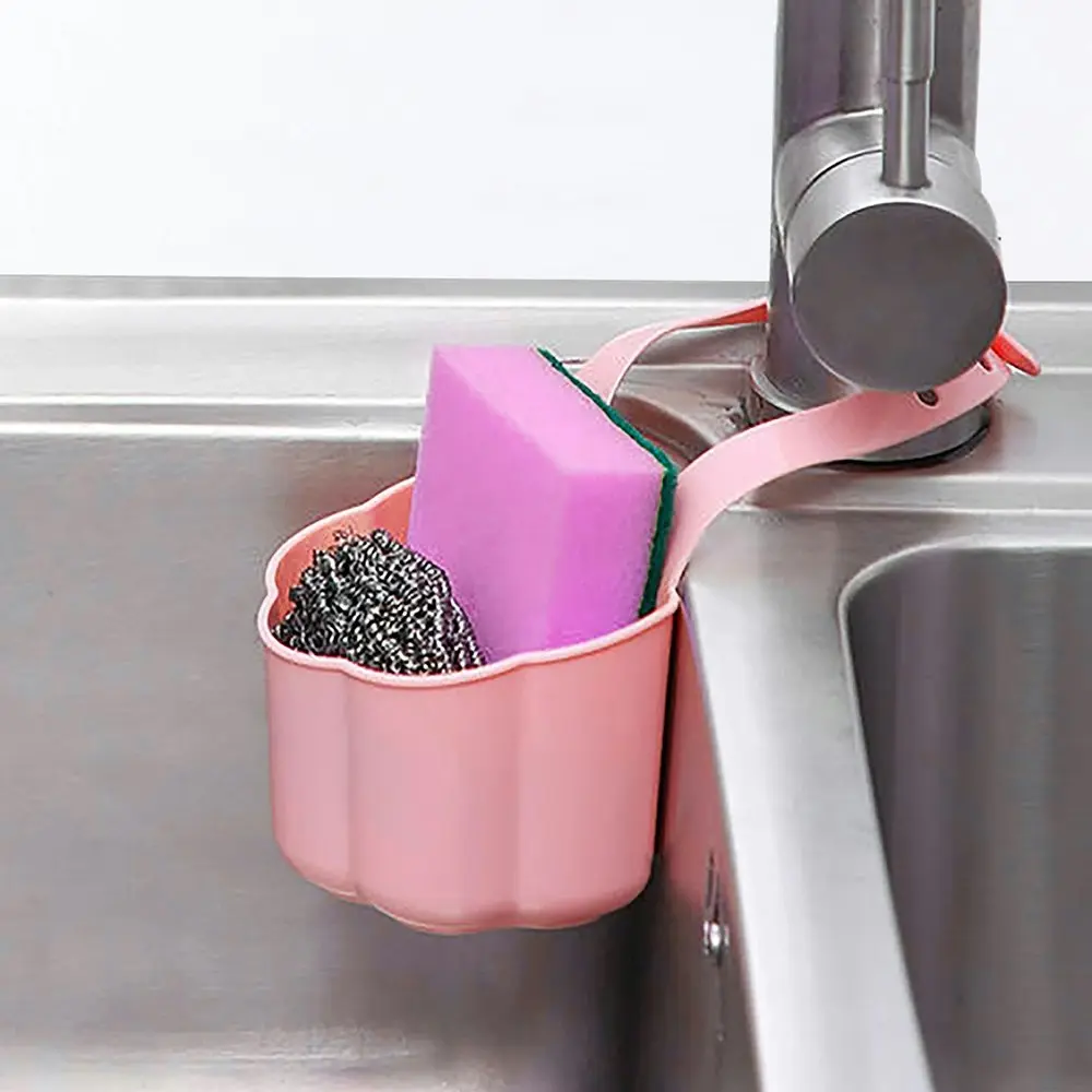 3pcs Kitchen sink drain basket hanging bag faucet sponge rack