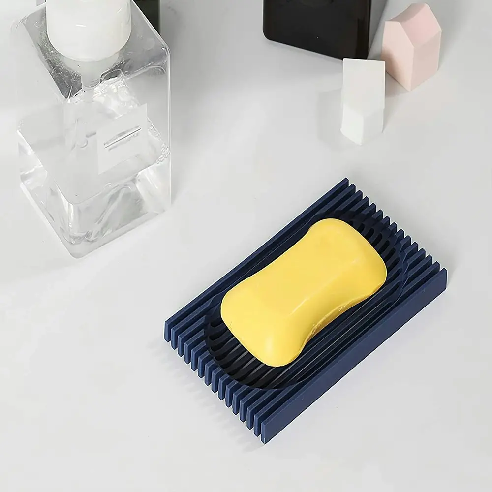 2pcs Drainable soap box bathroom silicone soap holder