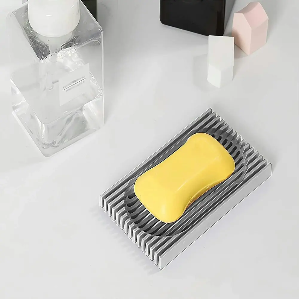 2pcs Drainable soap box bathroom silicone soap holder