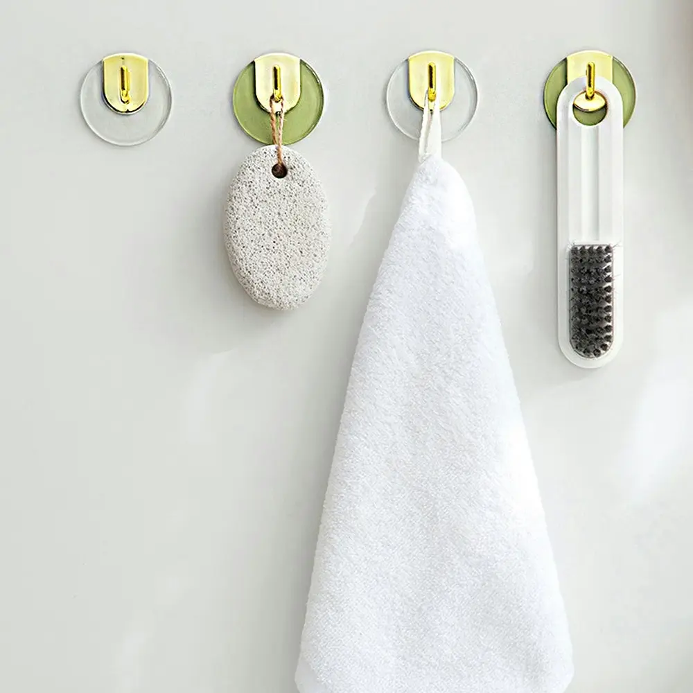 8Pcs Light Luxury Hook Free Punch Bathroom Hook-Transparent&Green