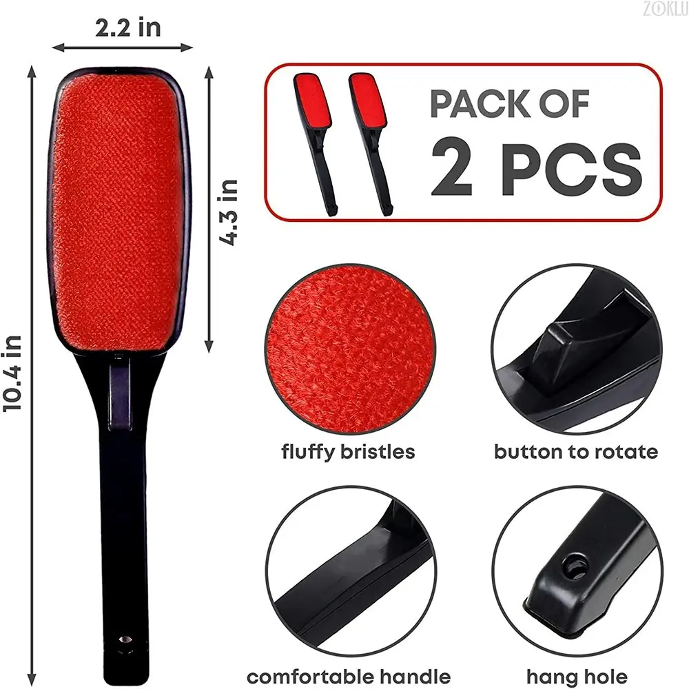 2 Pcs Magic Lint Remover Swivel Pet Hair Lint Brush for Furniture Clothes