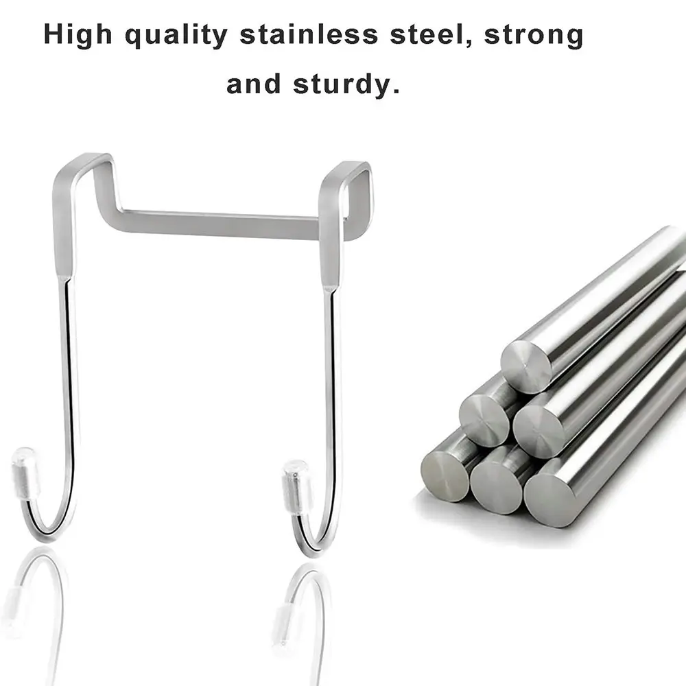 4 Pack Stainless Steel Door Hook Double Hanger Hook for Cabinet Drawer