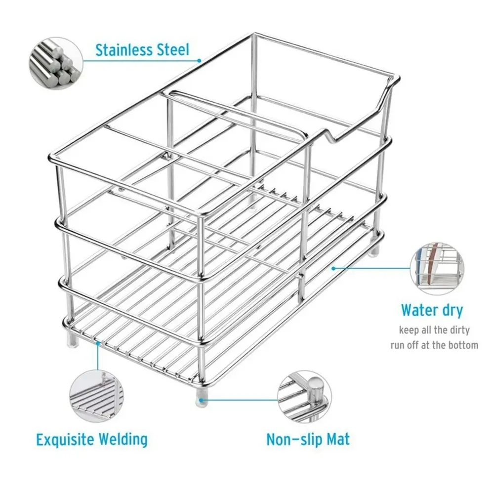 Stainless Steel Toothpaste and Toothbrush Holder Stand Bathroom Organizer