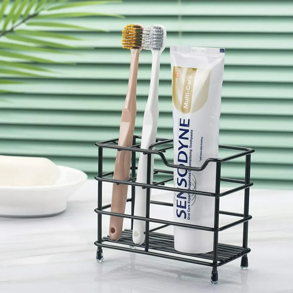 Stainless Steel Toothpaste and Toothbrush Holder Stand Bathroom Organizer