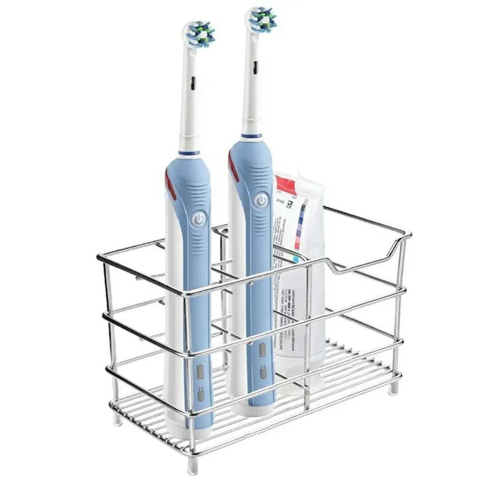 Stainless Steel Toothpaste and Toothbrush Holder Stand Bathroom Organizer