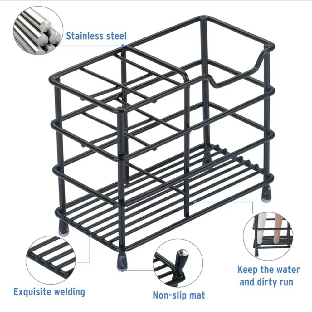 Stainless Steel Toothpaste and Toothbrush Holder Stand Bathroom Organizer