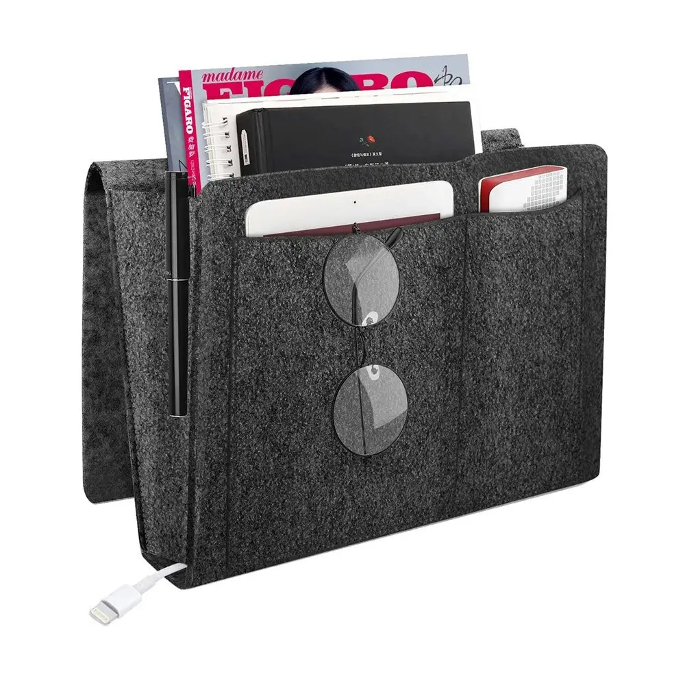 Soft Felt Bed Hanging Storage/Organizer with Pockets, Magazine Phone Tablet Tissue Holder