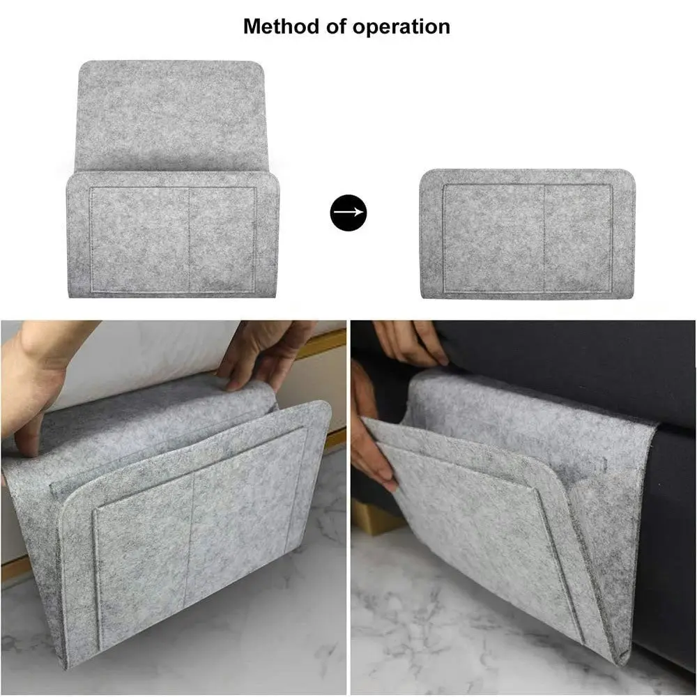 Soft Felt Bed Hanging Storage/Organizer with Pockets, Magazine Phone Tablet Tissue Holder