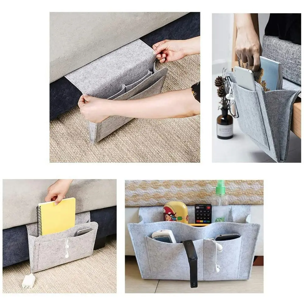 Soft Felt Bed Hanging Storage/Organizer with Pockets, Magazine Phone Tablet Tissue Holder