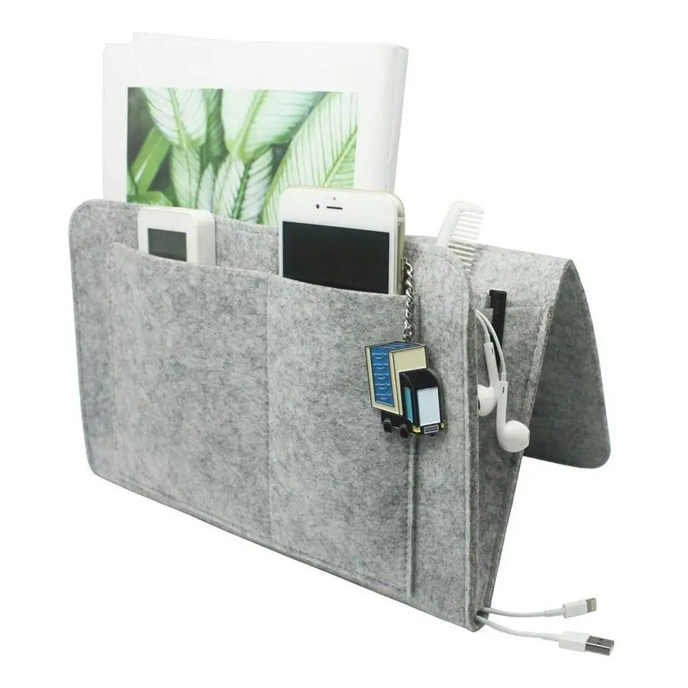 Soft Felt Bed Hanging Storage/Organizer with Pockets, Magazine Phone Tablet Tissue Holder